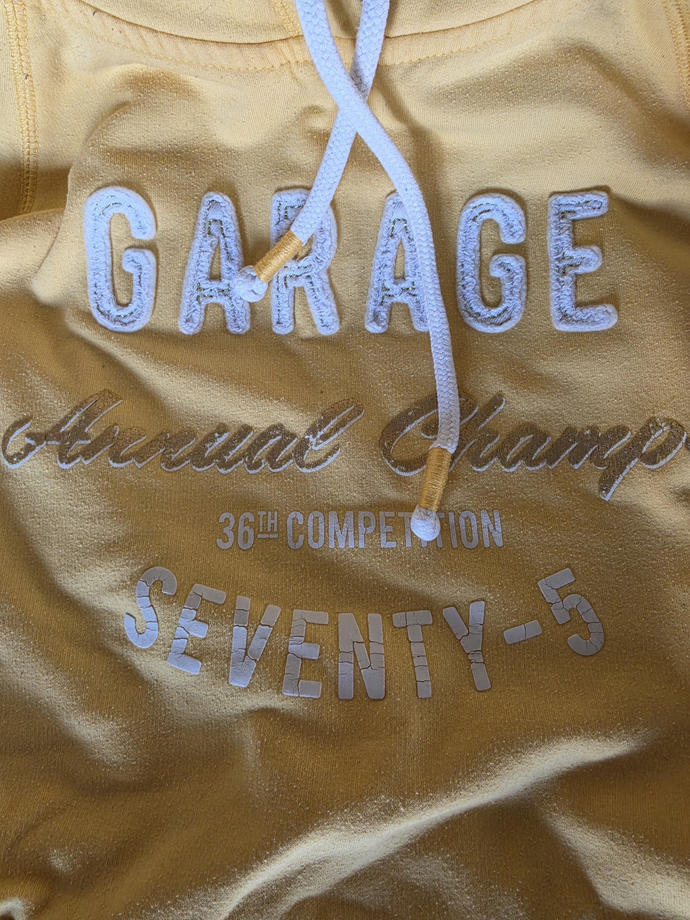 Garage Vintage Yellow Hooded Sweatshirt with Front Pocket - Picture 2 of 5